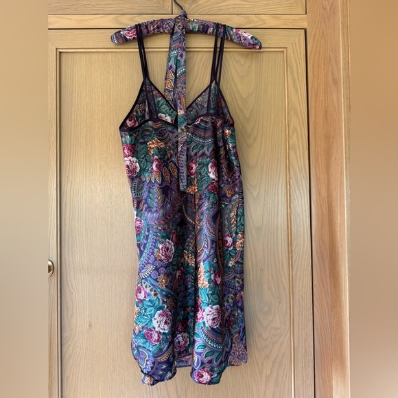Vintage California Miss Floral Paisley Chemise Slip Dress With Matching Hanger L - Picture 8 of 13